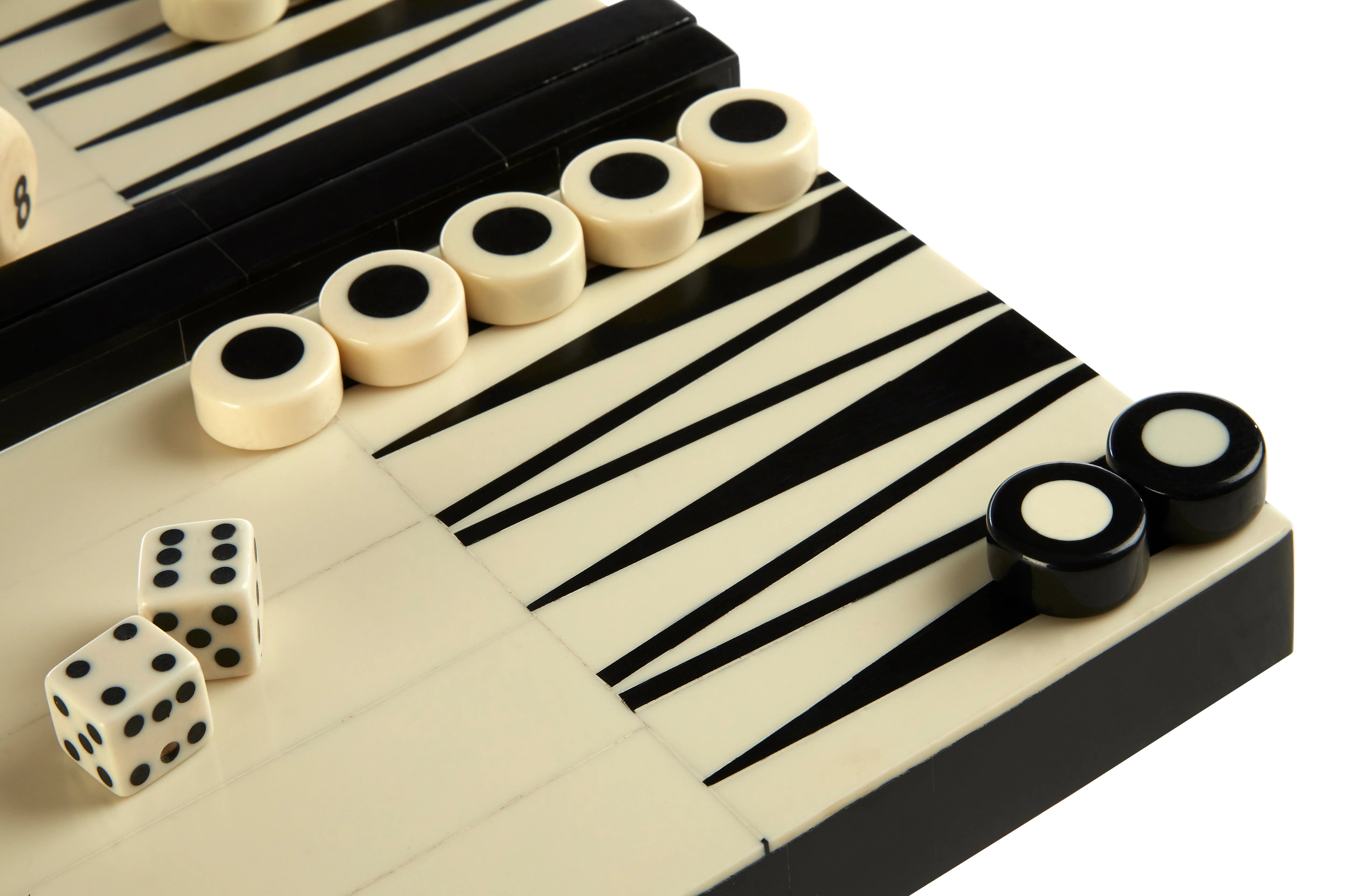 Terrence Games Black & White Foldable Backgammon Set